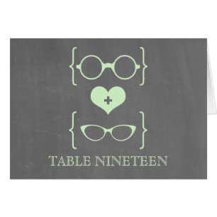 Green Geeky Glasses Chalkboard Table Number Card