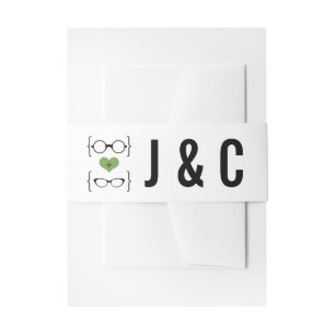 Green Geeky Glasses Wedding Belly Bands Invitation Belly Band