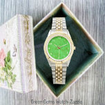 Green Gems Watch<br><div class="desc">Digitalized, imagery, designed this Abstract graphics, with a texturized, pattern-in a vivid, shade of Bright-green, similar to Kelly Green.</div>