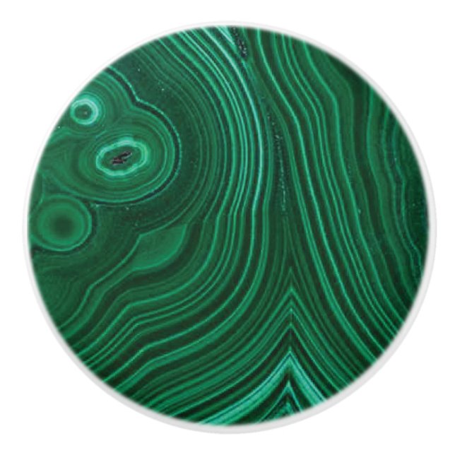 Green gemstone malachite   ceramic knob (Front)