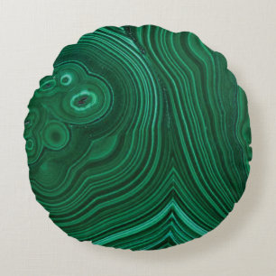 Green gemstone malachite natural stone design  round pillow