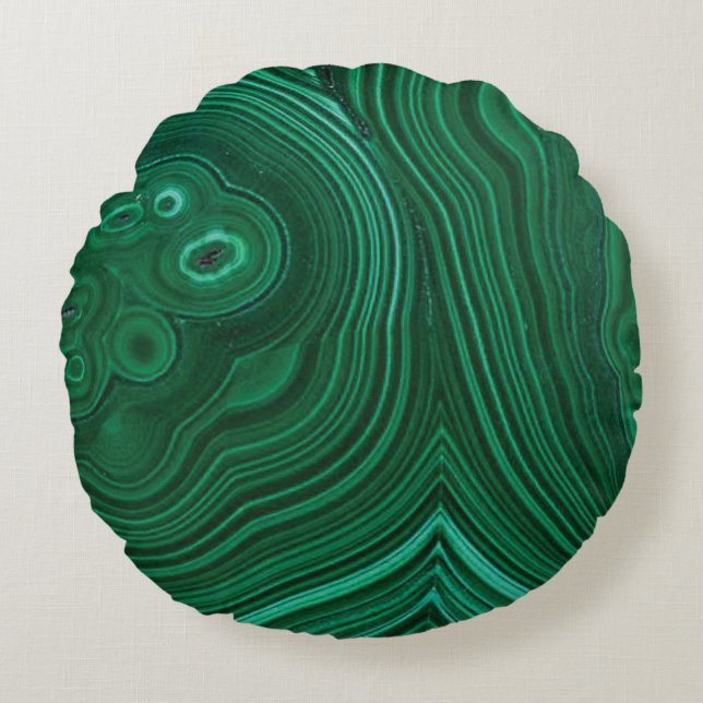 Green gemstone malachite natural stone design  round pillow (Front)