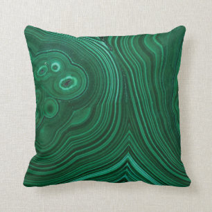 Green gemstone malachite natural stone throw pillow
