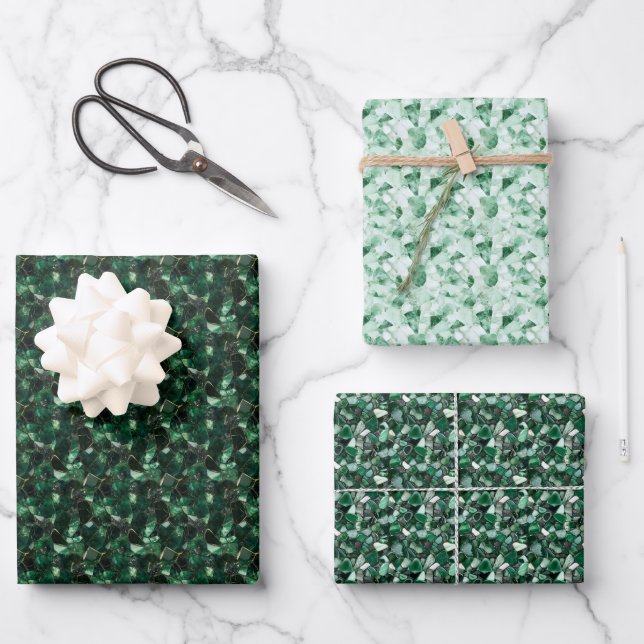 Green Gemstones  Wrapping Paper Sheet (Front)