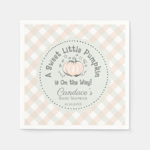 Green Gender Neutral Little Pumpkin Baby Shower Napkin