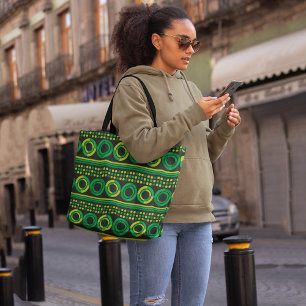 Green geo circles tote bag
