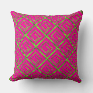 Green Geo Fuchsia Throw Pillow