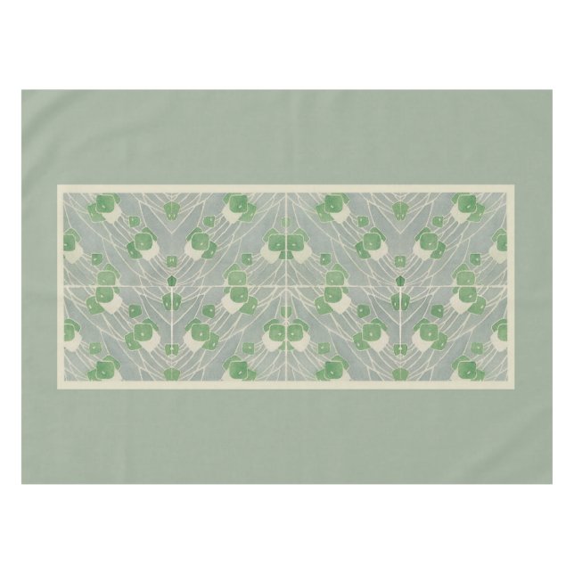 Green Geometric 1915 Hannah Borger Overbeck Tablecloth (Front (Horizontal))
