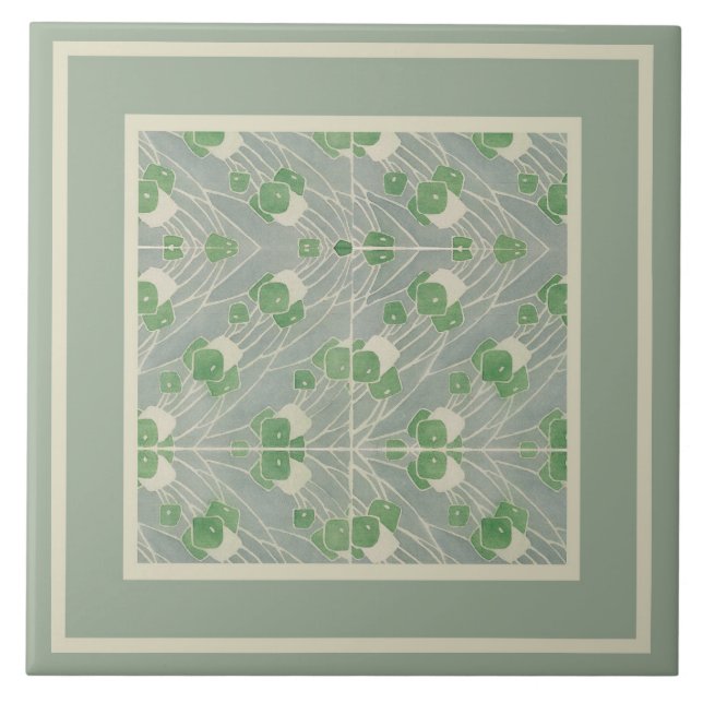 Green Geometric 1915 Hannah Borger Overbeck Tile (Front)