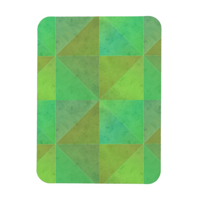 Green Geometric Art Watercolor Pattern Magnet (Vertical)