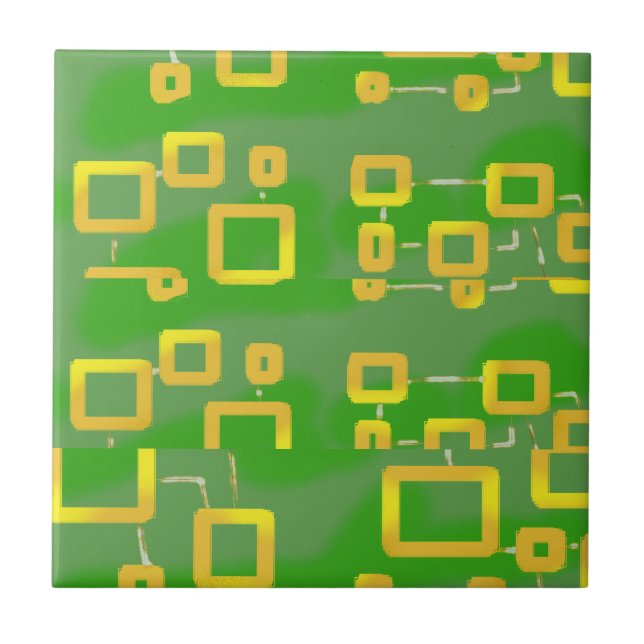 Green Geometric Ceramic Tile (Front)