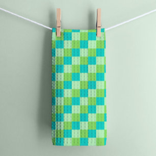 Green Geometric Chequerboard Kitchen Towel
