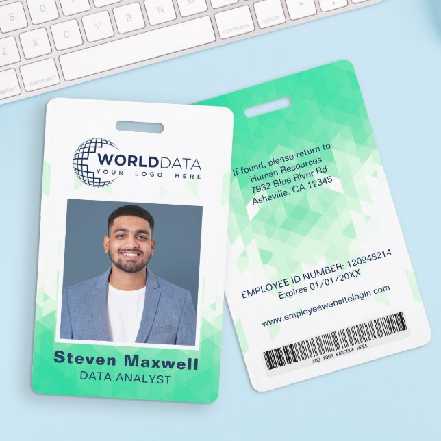 Green Geometric Custom Employee ID Badge (Creator Uploaded)