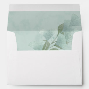 Green Geometric Eucalyptus Leaves Wedding Envelope