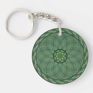 Green Geometric Flower Keychain