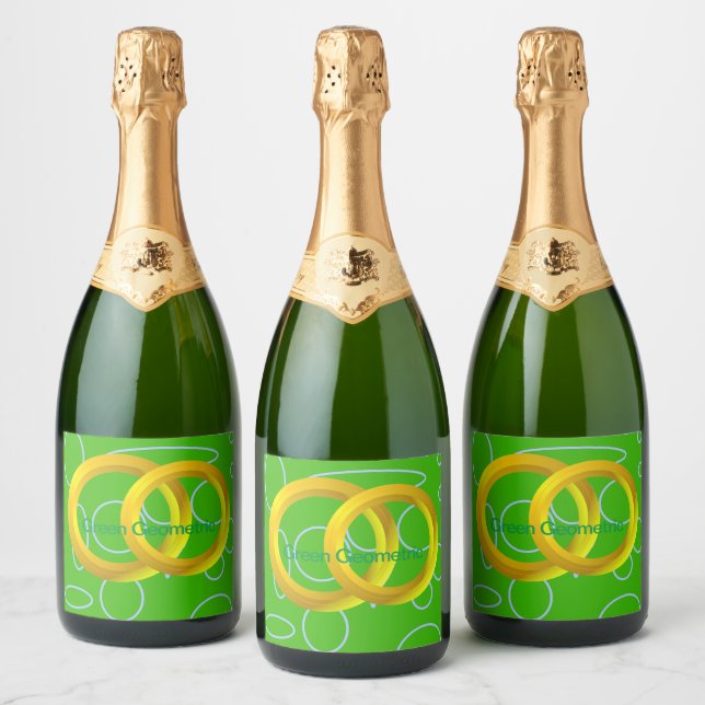 Green Geometric Food and Beverage Label Set (Bottles)