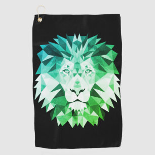 Green Geometric Lion Golf Towel