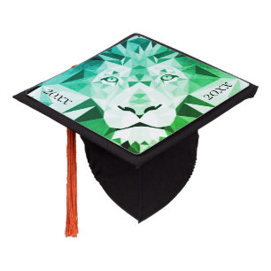 Green Geometric Lion Graduation Cap Topper