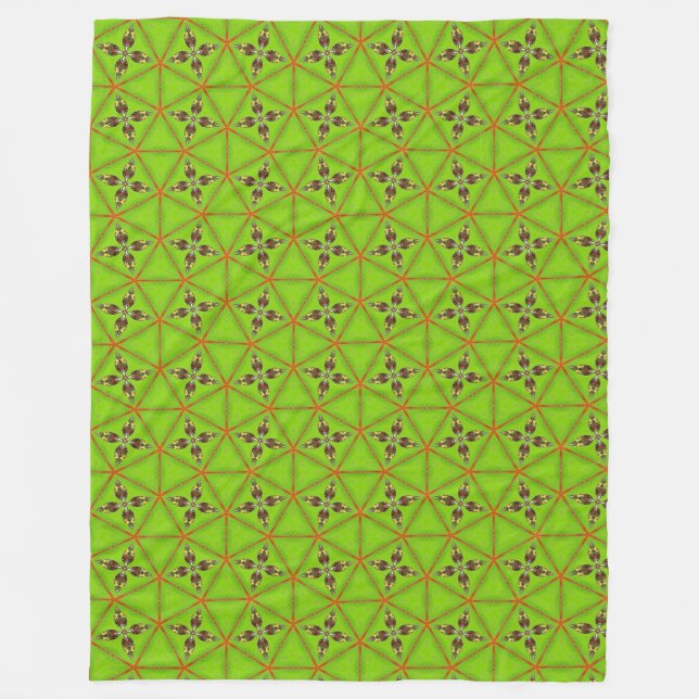 Green Geometric Pattern Fleece Blanket (Front)