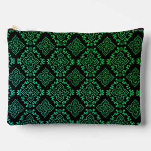 Green Geometric Pattern / Indian Print Accessory Pouch