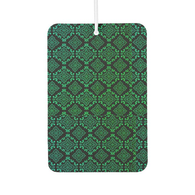 Green Geometric Pattern / Indian Print  Air Freshener (Front)
