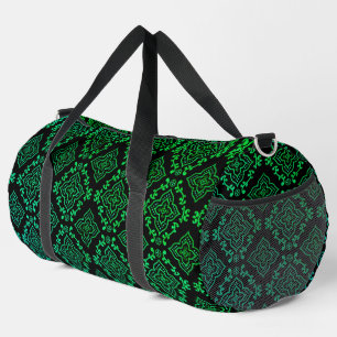 Green Geometric Pattern / Indian Print Duffle Bag