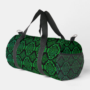 Green Geometric Pattern / Indian Print Duffle Bag