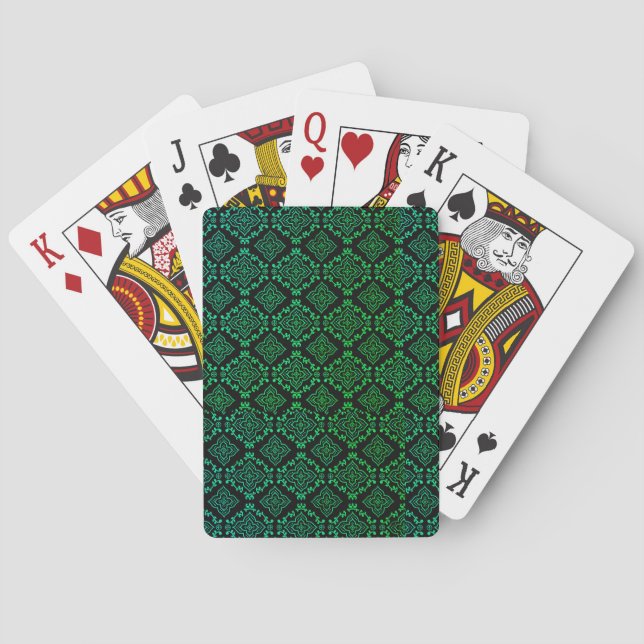 Green Geometric Pattern / Indian Print  Playing Cards (Back)