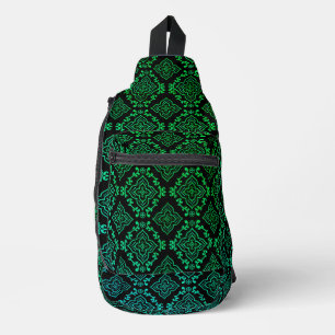 Green Geometric Pattern / Indian Print Sling Bag