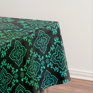 Green Geometric Pattern / Indian Print  Tablecloth
