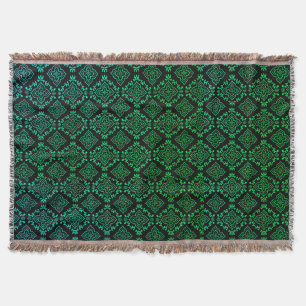 Green Geometric Pattern / Indian Print Throw Blanket