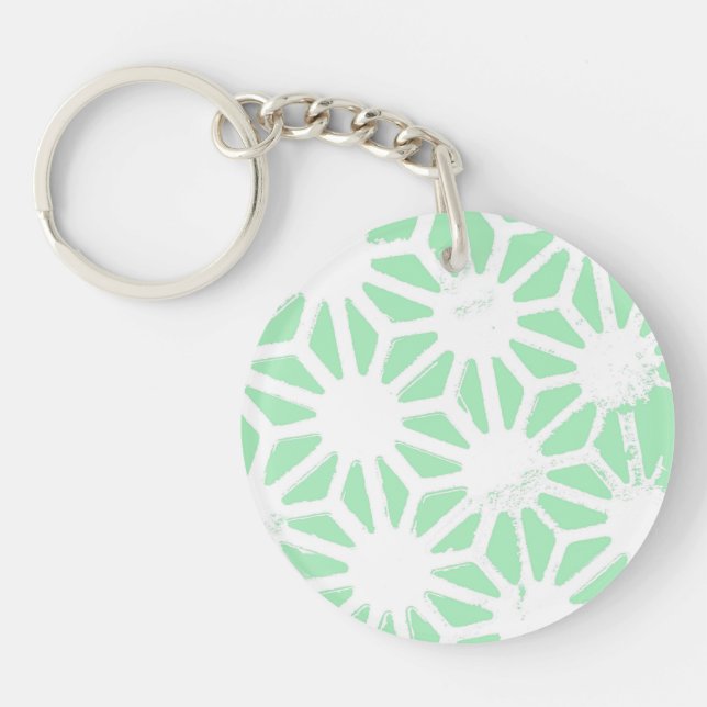 Green geometric pattern keychain (Front)