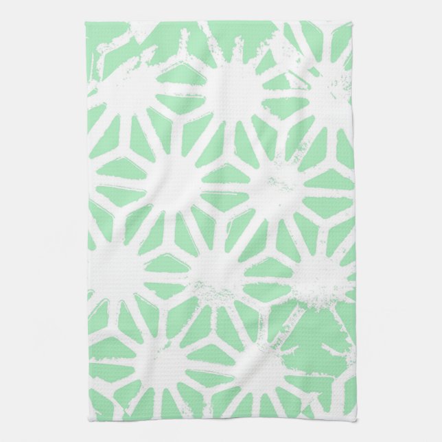 Green geometric pattern kitchen towel (Vertical)