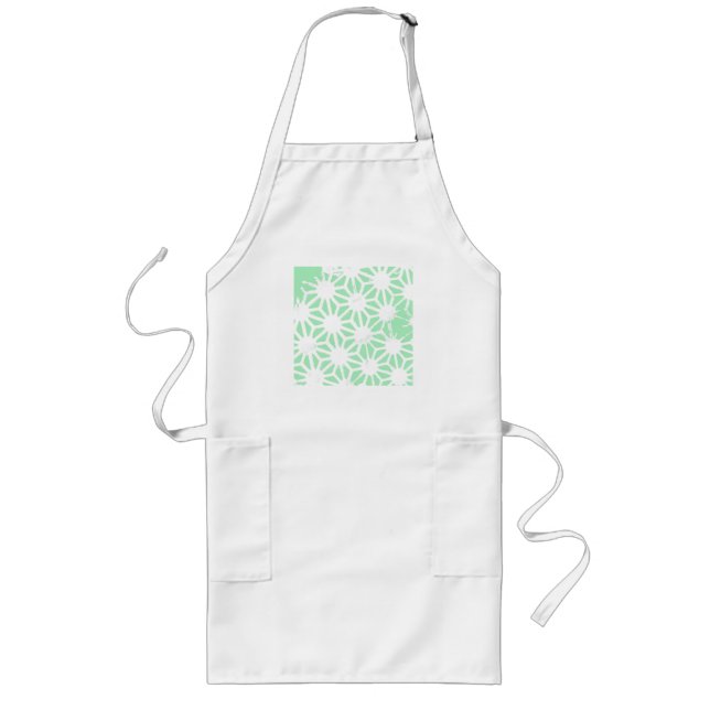 Green geometric pattern long apron (Front)