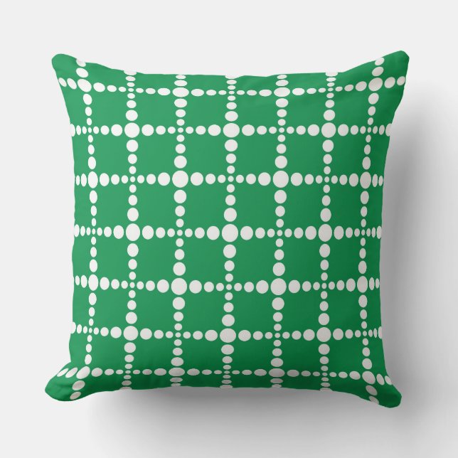 Green Geometric Pattern: Modern Retro Grid  Throw Pillow (Front)