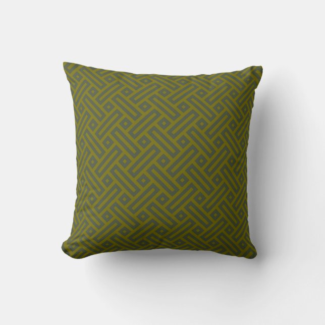 green geometric pattern throw pillow (Front)