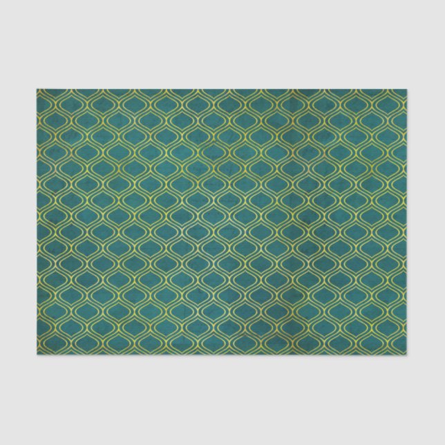Green Geometric Retro Tissue Paper (Front)
