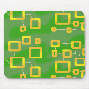 Green Geometric Squares  Mouse Pad