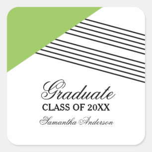Green Geometric Stripe Graduation Stickers