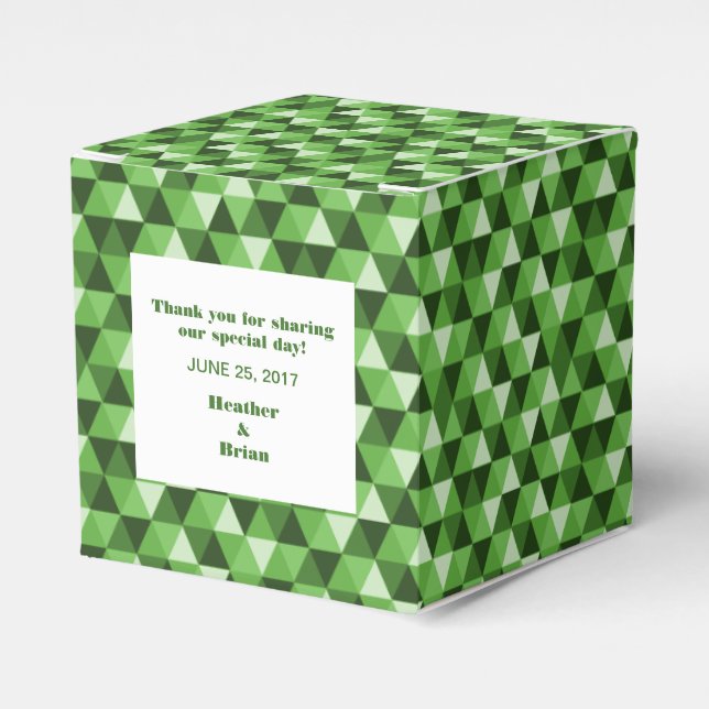 Green Geometric Triangles Favour Box (Front Side)