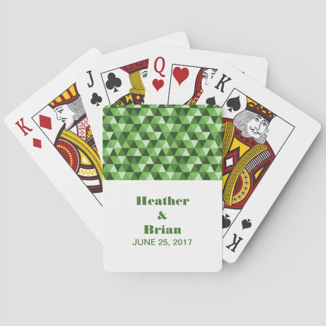 Green Geometric Triangles Playing Cards (Back)
