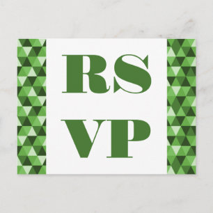 Green Geometric Triangles RSVP Postcard