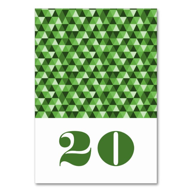 Green Geometric Triangles Table Card (Front)