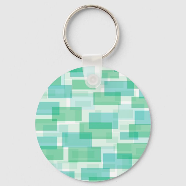 Green geometrical squares pattern keychain (Front)