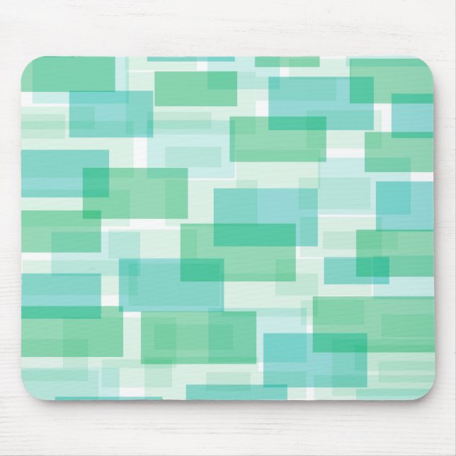 Green geometrical squares pattern mouse pad (Front)