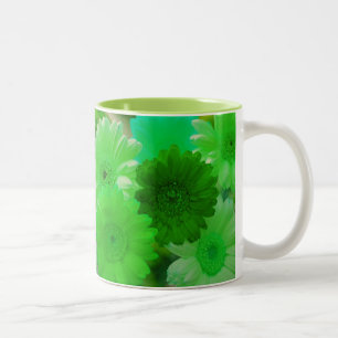 Green Gerbera Daisy Fleurs Photo Art Café Mugs