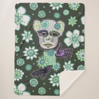 Green Giant Drollery Floral by Natalie Schorr Sherpa Blanket