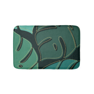 Green giant monstera leaves design bath mat