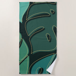 Green giant monstera leaves design beach towel