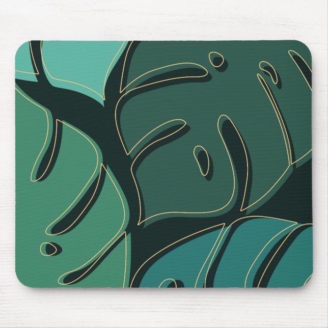 Green giant monstera leaves design mouse pad (Front)